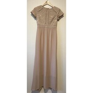Bohme Maxi Bridesmaid Dress Nude Size Small NWT New Lace Event Formal Wedding